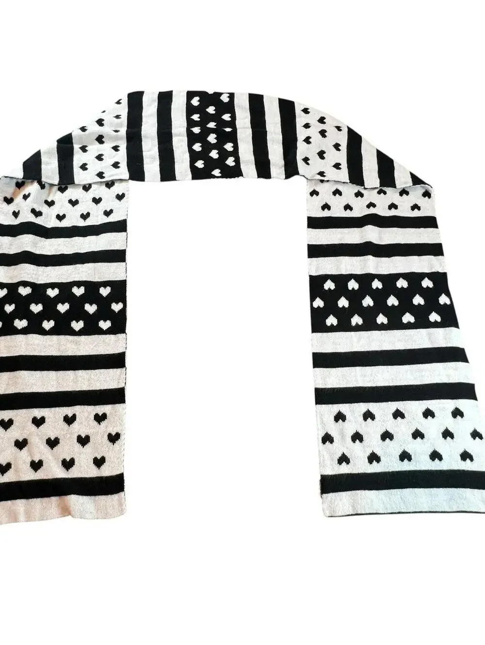 Black + White Heart Scarf